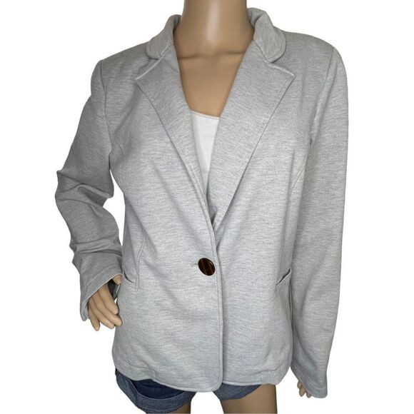 G.E.T. Light Grey Single Button Stretchy Blazer With Shoulder Pads - Picture 1 of 5